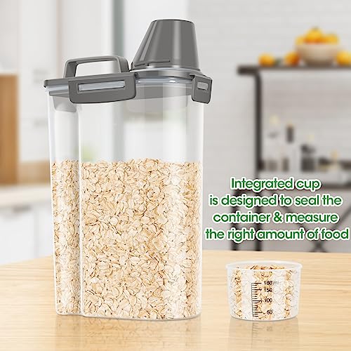 Rice Container Cereal Storage Container 2 Pack 5 Lbs (Grey 3+3Qt)