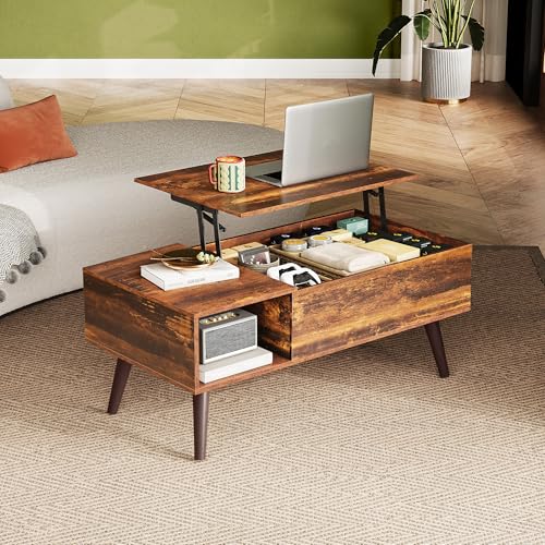 Lift Top Coffee Table with Hidden Storage (Aged Brown / 39")