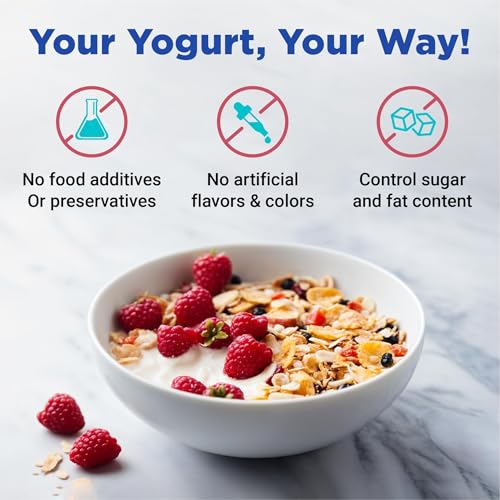 Probiotic Yogurt Maker with Adjustable Time & Temperature Control (With Two 1-Quart Containers)