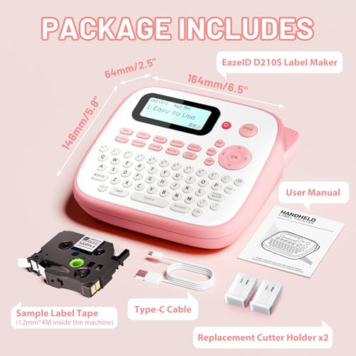D210S Pink Label Maker Machine with (Pink)