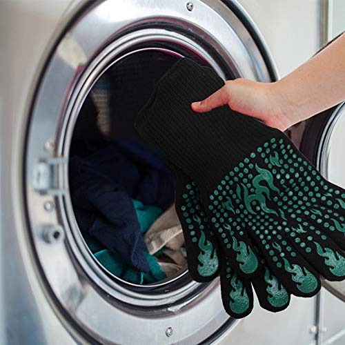 BBQ Gloves 1472 Degree F Heat Resistant Grilling Gloves Silicone Non (long / Green)