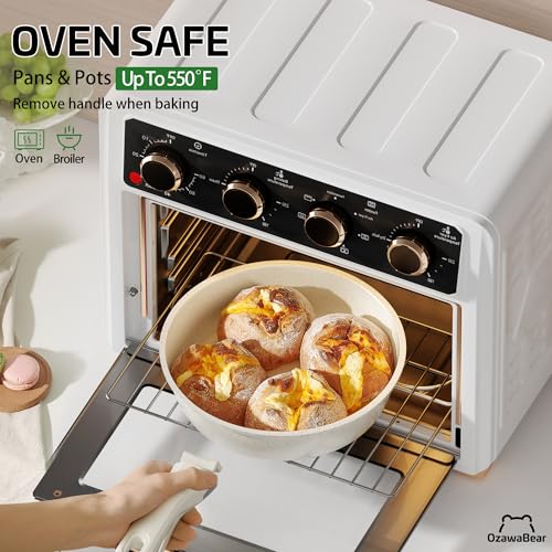26 Pcs Pots and Pans Set Non Stick (Cream White / 26Pcs)