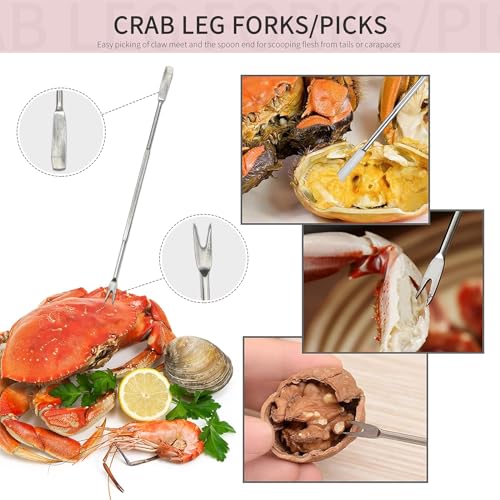 Crab Crackers and Tools Set with 2 Crab Leg Cracker (butter warmers)