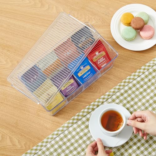 4 Pack 32 Compartment Tea Organizer (Clear / 32-compartment)