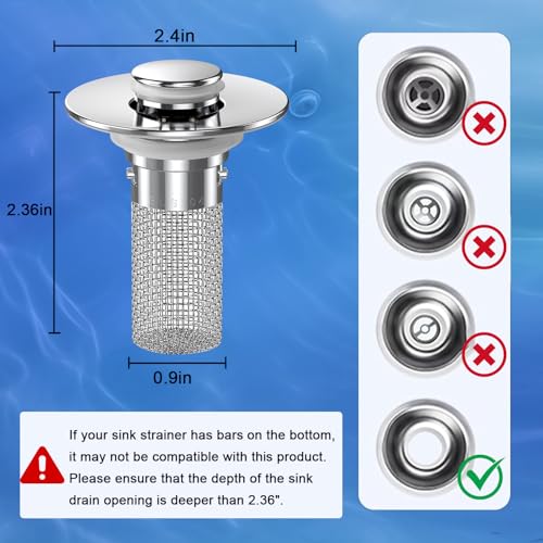 Sink Stopper Hair Catcher (2,upgrade Silver)