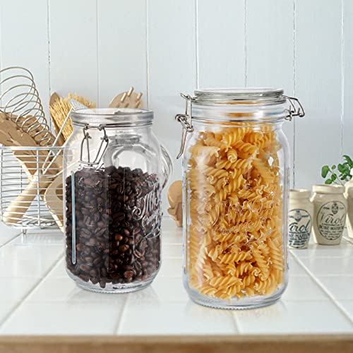 4 Pack Clear Wide Mouth Glass Mason Jars with Airtight Clamp Lids