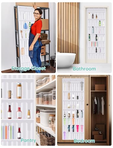 35 Pocket Door Hanging Cup Organizer Fit for Stanley Tumbler 30 40oz (75.2'' x 24.4" / White (Upgraded))