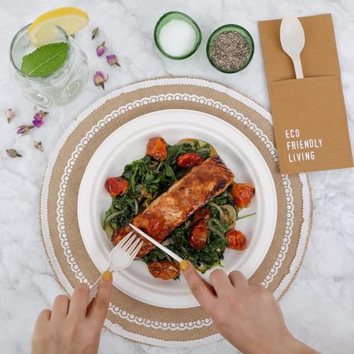 150pcs 100% Compostable 9in Paper Plates (White / 9in(150count))