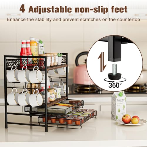 Coffee Bar Station Organizer (Brown (4 Tier))