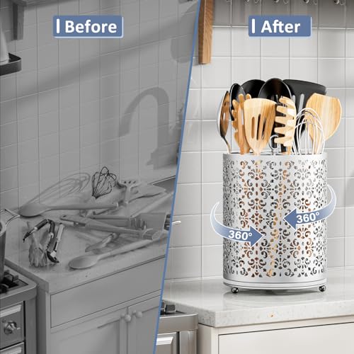 360° Rotating Utensil Holder (Silver)