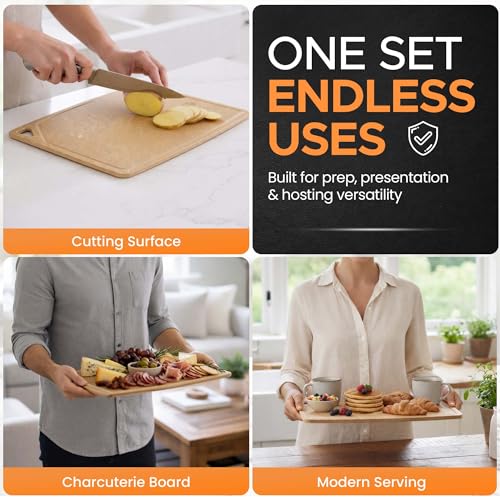 Composite Wood Cutting Board Set of 3 (Tan/Juice)