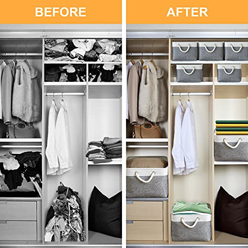 Storage Basket for Organizing (White&Grey / 3PCS/Large - 15.7Lx11.8Wx8.3H)