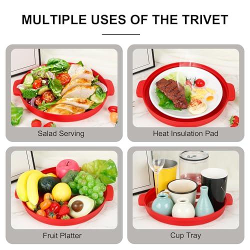 10.7 Inch Microwave Food Cover with Heat Insulation Mat (Red)