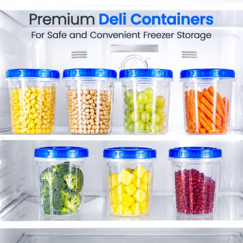 Freezer Storage Containers (12 PACK - 32 OZ - BLUE)
