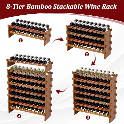 Bamboo Stackable Wine Rack (Walnut / 8-Tier)