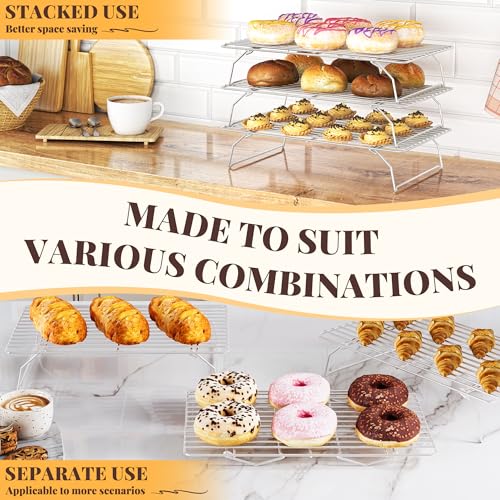 3 Tier Stackable Cooling Racks for Cooking and Baking