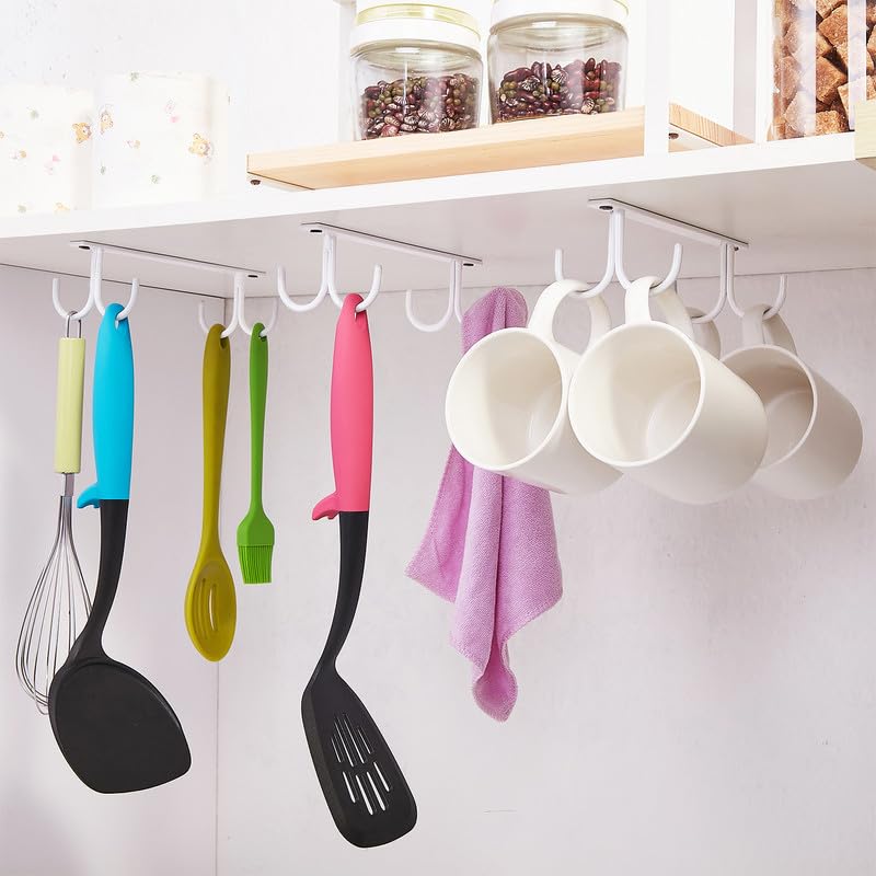 Mug Rack Under Cabinet (White / 2 Pack)