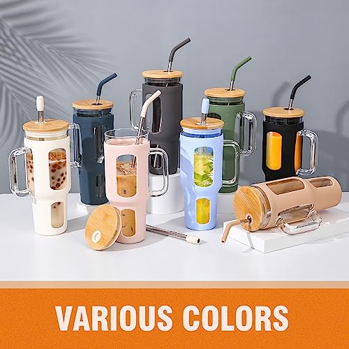Glass Tumbler with Lid and Straw (Gray / 46 Ounces)