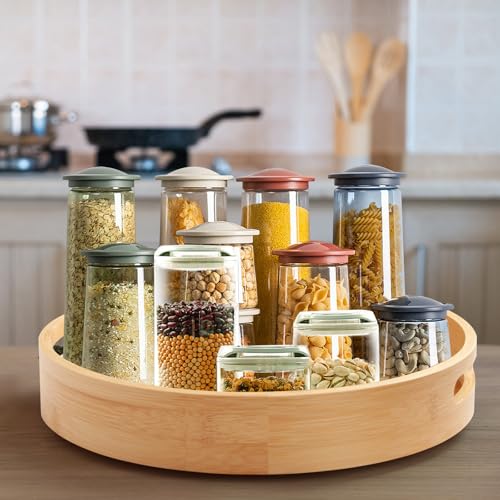12in Bamboo Lazy Susan Turntable Organizer for Pantry&Cabinet
