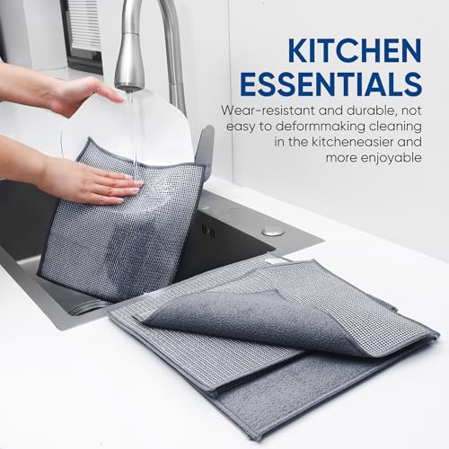 Non Scratch Wire Dishcloth (10pcs Double Layer Silver / 9.05x10.6-10PACK)