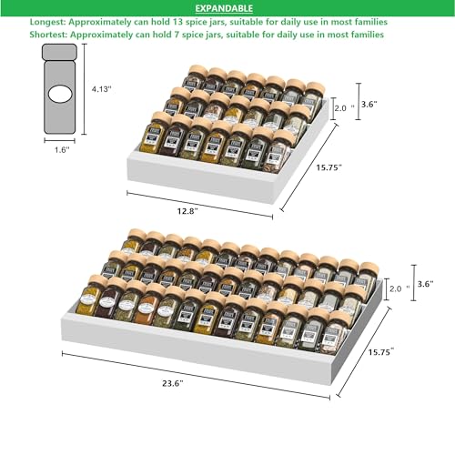Expandable Metal Spice Drawer Organizer (White / 1PACK/WHITE/3-TIER)