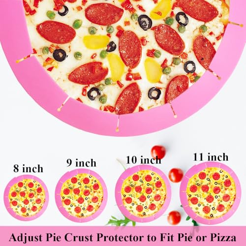Adjustable Pie Crust Shields Baking Protectors (Pink-1pcs)