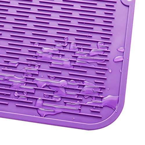 Silicone Dish Drying Mat for Multiple Usage (Purple / 32"L x 18"W)