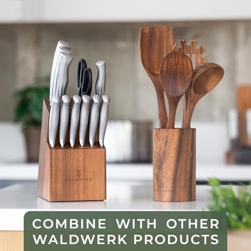 Knife Set 11pcs Kitchen Knife Set with Block and Integrated Sharpener