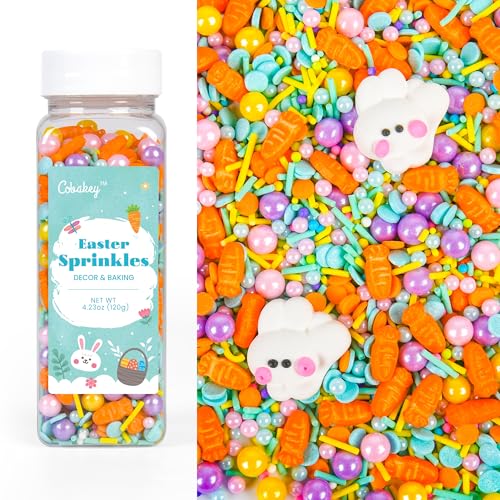 Easter Sprinkles for Cookies 4.23 Ounce Carrot Sprinkles for Baking Rabbit Toppers Perfect for Easter Cake Decorations (Rabbit Toppers)
