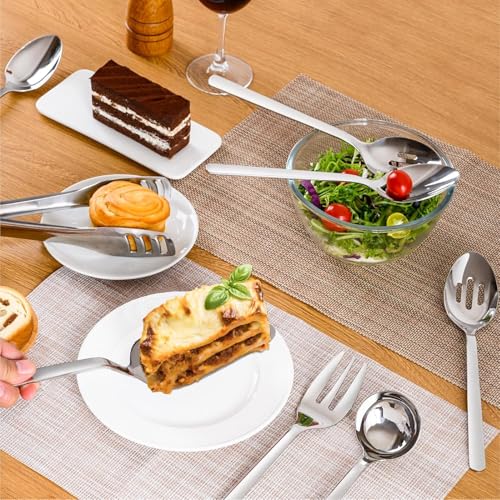 12 piece Large Hostess Serving Utensils Set (12 / Silver)