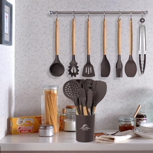 Silicone Cooking Kitchen Utensils Set (Coffee)