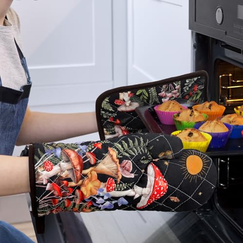 Mushroom Oven Mitts and Pot Holders Set (Mushroom / Oven Mitt x1 & Pot Holder x1)