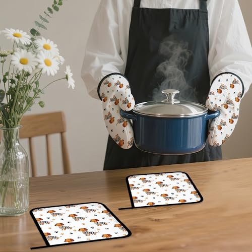 Cute Dachshund Dog Oven Mitts and Pot Holders (4 Count)