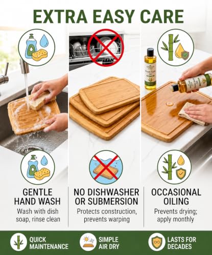 INDESTRUCTIBLE Extra Large Bamboo Cutting Board Set of 3 with Vertical Grain Strength Technology (Two-Tone)