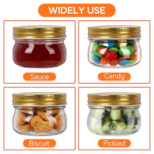 4oz 24 Pack Mini Mason Jars with Gold Lids (Gold Lids-4oz)
