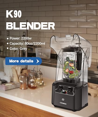 Quiet Commercial Blender with Soundproof Shield (Grey)