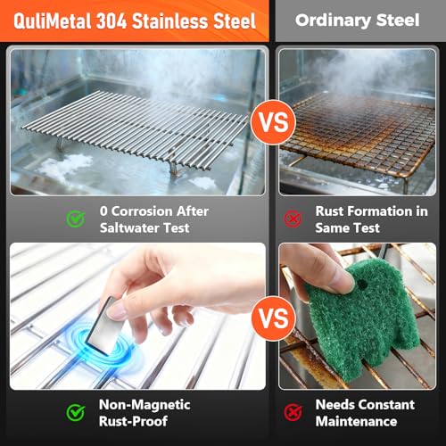 SUS304 Grill Grates for Weber Spirit 310&GS Spirit II 300 Series (17.4" x 11.7" SUS304 2 Pack)