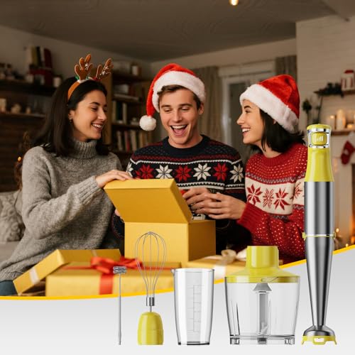 Immersion Blender Handheld Corded Hand Blenders Set 1100W (Yellow / 5 in 1)