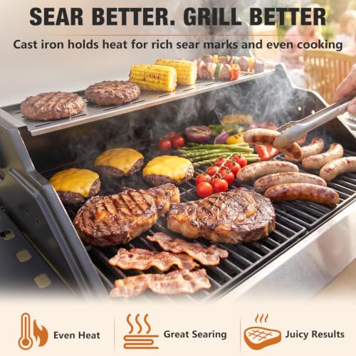 15" Cast Iron Grill Grates for Weber Spirit 200 Side Control (15.1"-7522 Grates)