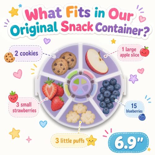 Kids Reusable Rotating Snack Container with 5 Separate Compartments (Purple)
