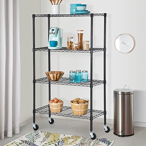 4 Tier Wire Shelf with Wheels (4 Count)
