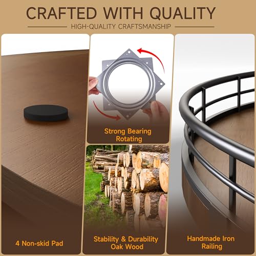 24 Inch Extra Large Farmhouse Oak Lazy Susan Organizer