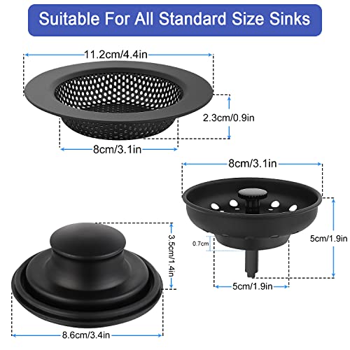Kitchen Sink Drain Strainer 3 Pack Stainless Steel Sink Stopper (3 Count)