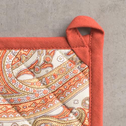 Pot Holders 100% Cotton Potholders (023 - Kashmir Paisley / 8" x 8" (Pot Holder Pack of 1))