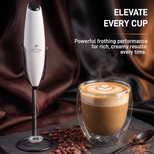 Powerful Milk Frother Wand With Duracell Batteries (Gift Box White & Black / Z1 Motor + Batteries)