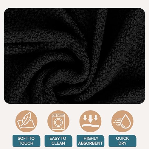 Kitchen Towel Set 8 Pc (Terry - Black / Kitchen Towel Set - 8 Pack)