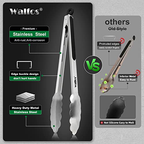 Stainless Steel Kitchen Tongs for Cooking (7+9+12inch / Stainless Steel)