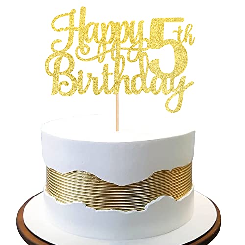 1 PCS Happy 5th Birthday Cake Topper (Gold / 5th)