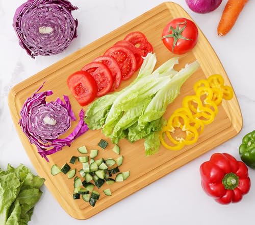 Extra Large Bamboo Cutting Boards for Kitchen (Two-Tone / 18"L x 12.5"W)
