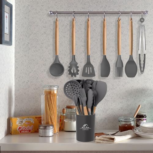 Silicone Cooking Kitchen Utensils Set (Gray)